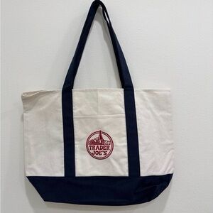 Trader Joe's Navy and White Tote Bag